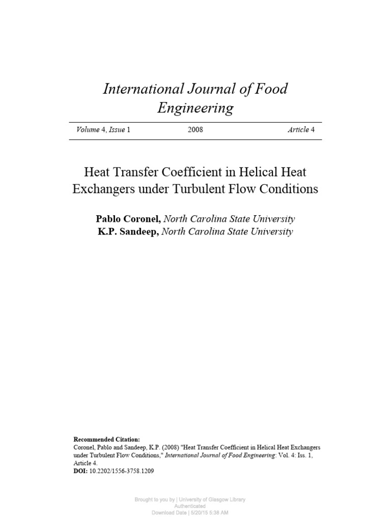 Heat Transfer in Helical Heat Exchangers | PDF | Heat Exchanger | Heat ...