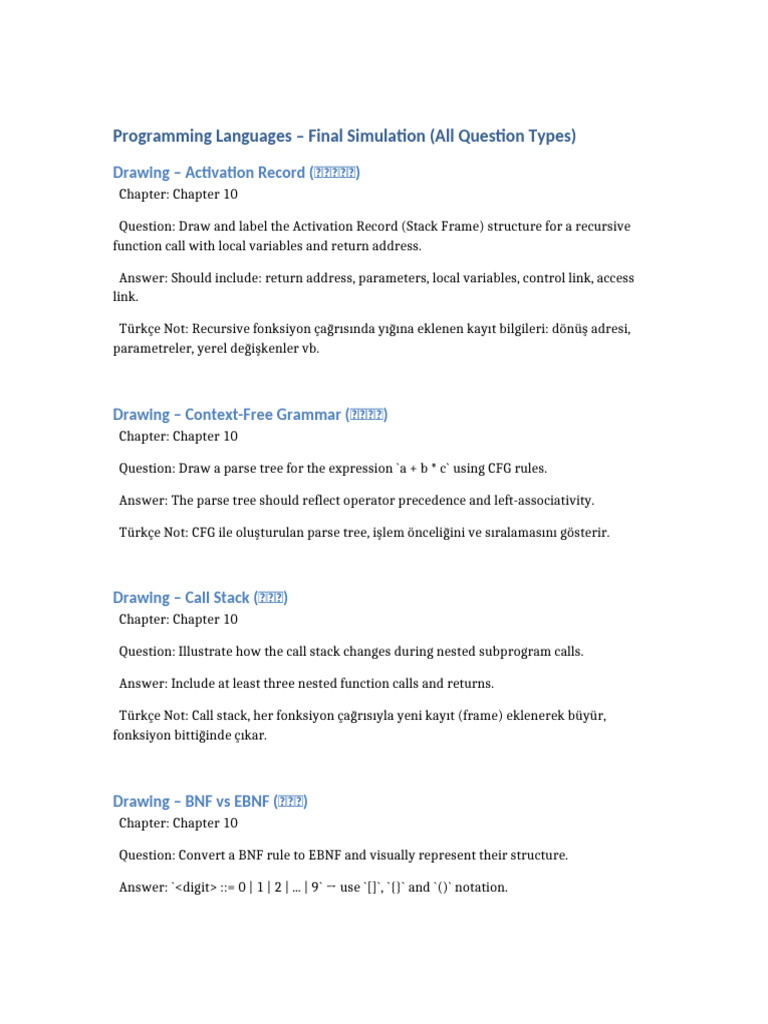 Programming Languages Simulation Questions | PDF | Parameter (Computer ...