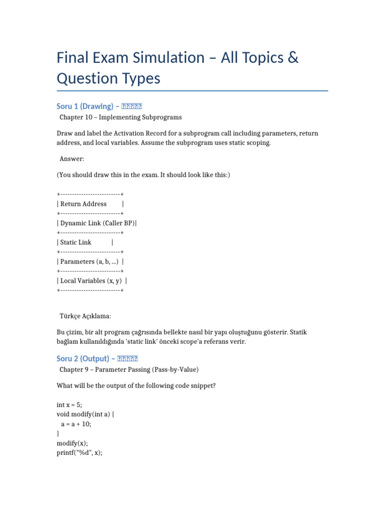 Final Simulation Questions Sample Set Fixed | PDF