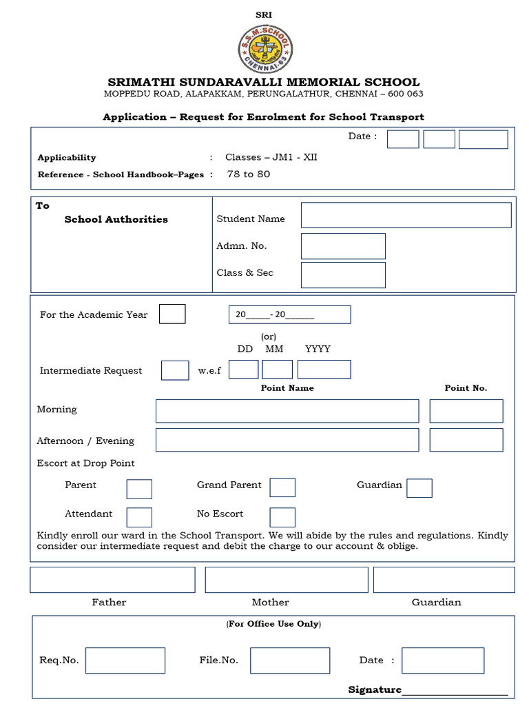 School Transport Enrolment Application | PDF