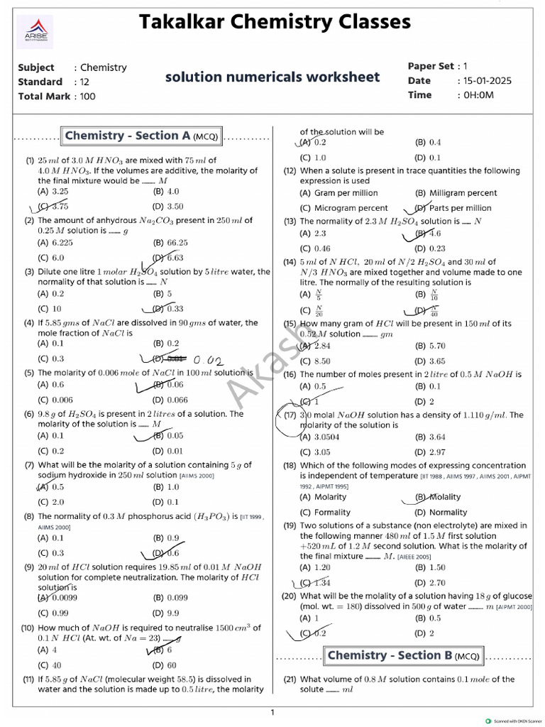 Solution Numericals Worksheet 1736943203 | PDF
