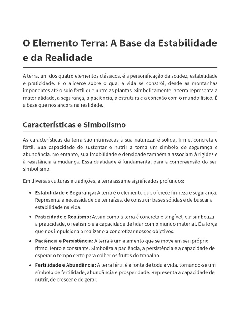 Elemento Terra: Simbolismo e Significado | PDF | Terra | Física