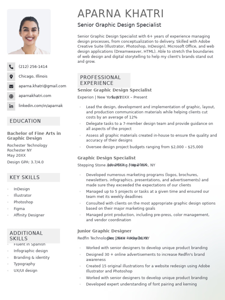 Senior Graphic Designer Resume Template | PDF | Graphic Design | Résumé