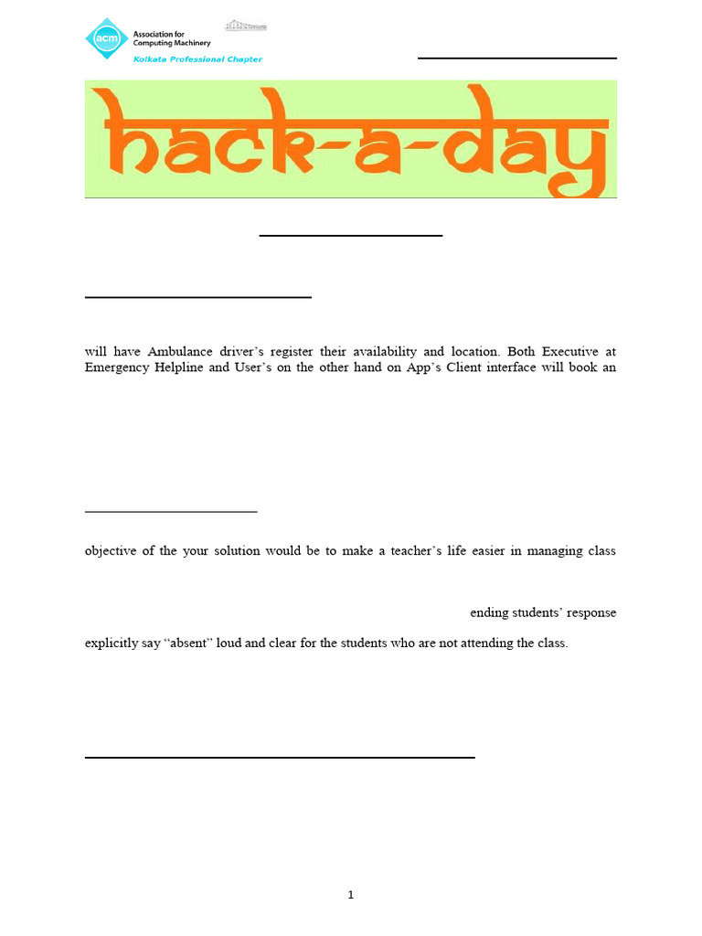 ACM India East Hackathon Problem Statements | PDF | Mobile App | Computing