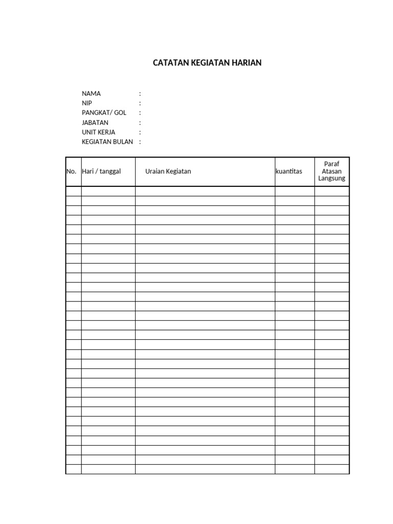 Contoh Catatan Harian Pdf