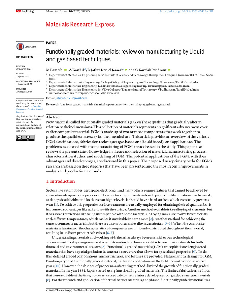 Functionally Graded Materials Review On Manufacturing by Liquid | PDF ...