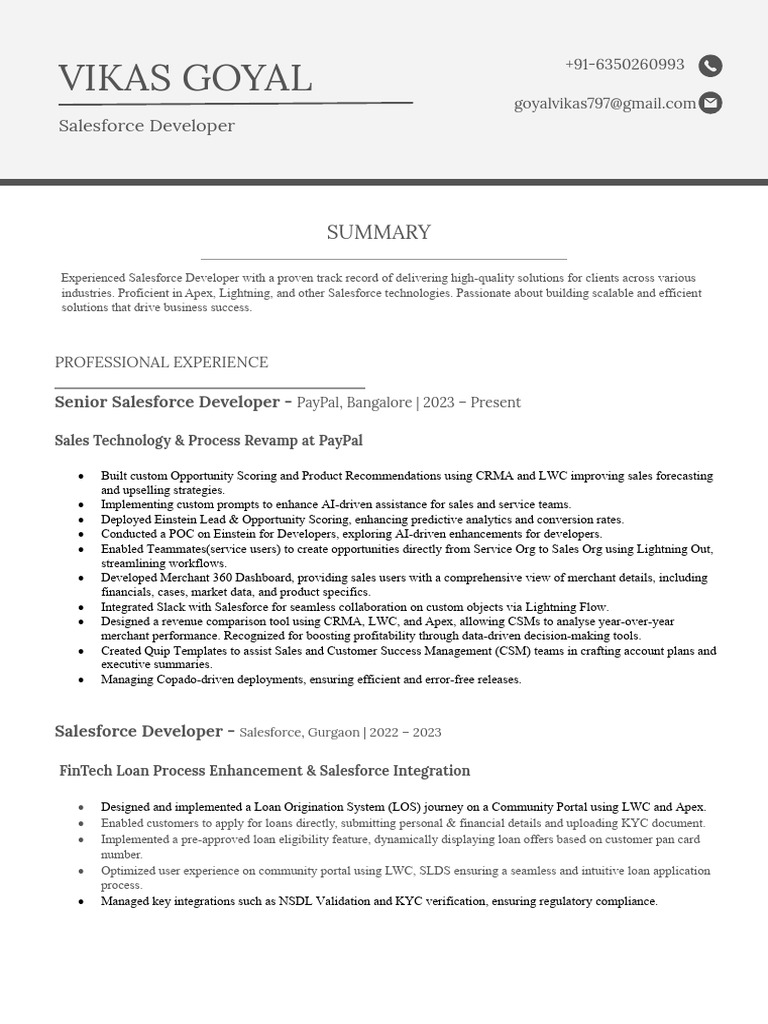 Salesforce Developer with Proven Expertise | PDF | Cloud Computing ...