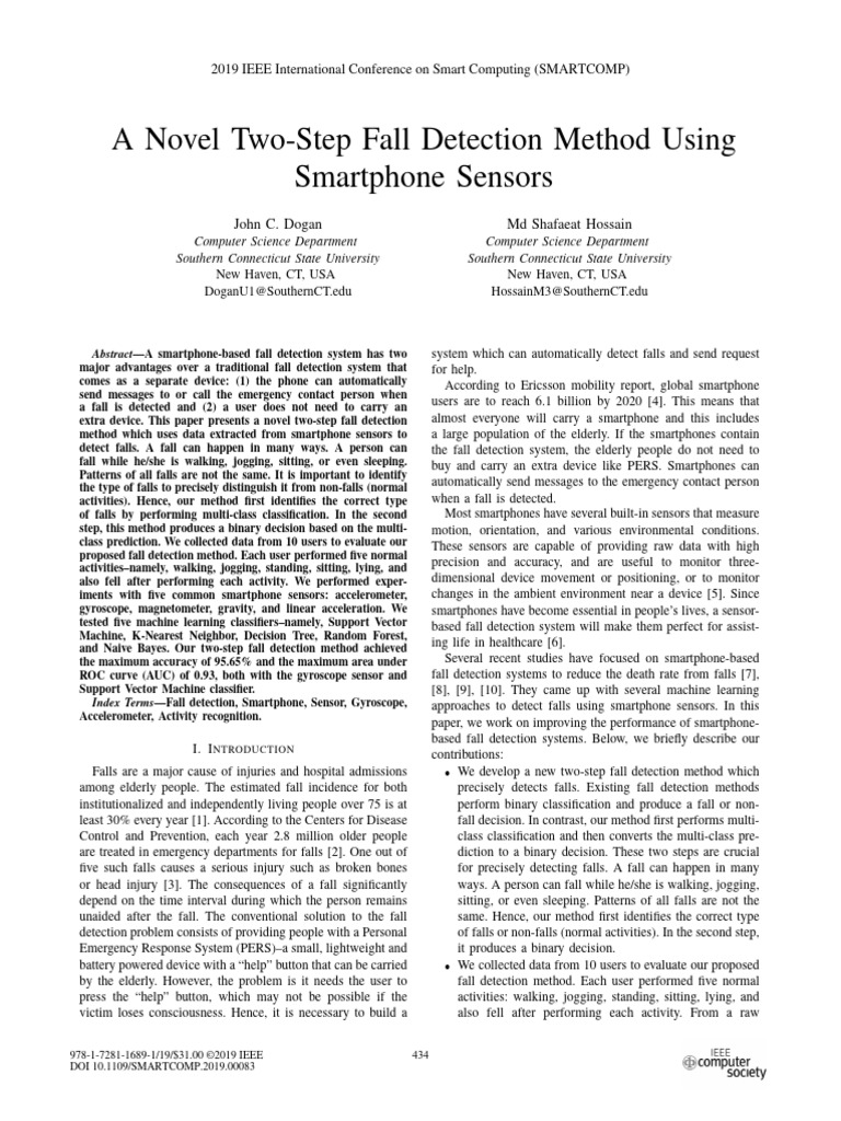 Smartphone-Based Fall Detection Method | PDF | Accelerometer | Receiver ...