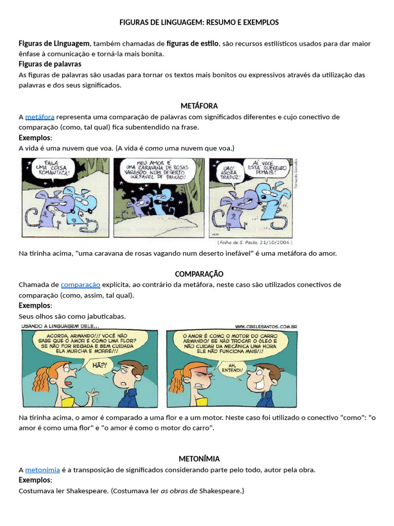 Figuras de Linguagem: Tipos e Exemplos | PDF | Metáfora | Amor