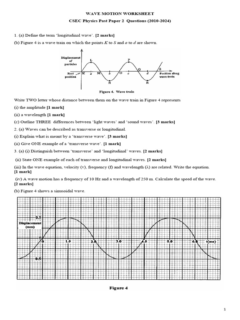 Wave Motion Worksheet | PDF | Waves | Wavelength