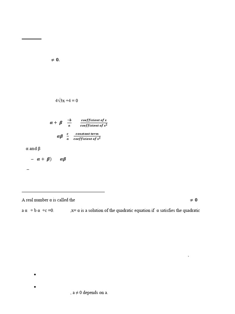 Quadratic Equation Basics | PDF | Quadratic Equation | Equations