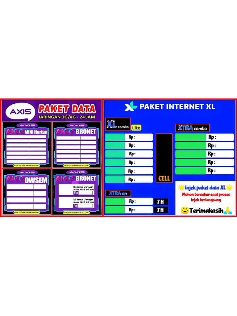 Daftar Harga Axis&XL-print | PDF