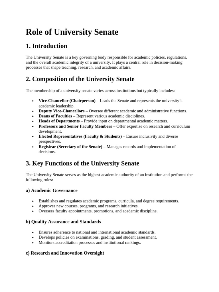 Understanding University Senate Roles | PDF | University | Student Affairs