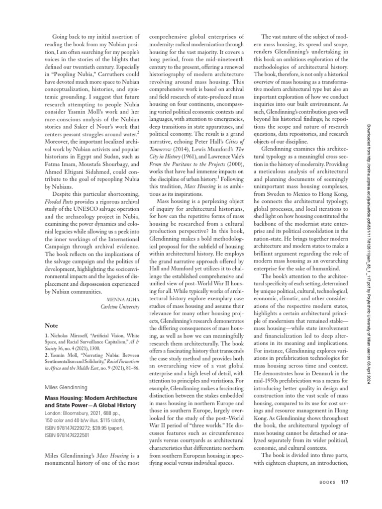 Review of Mass Housing: Modern Architecture and State Power | PDF