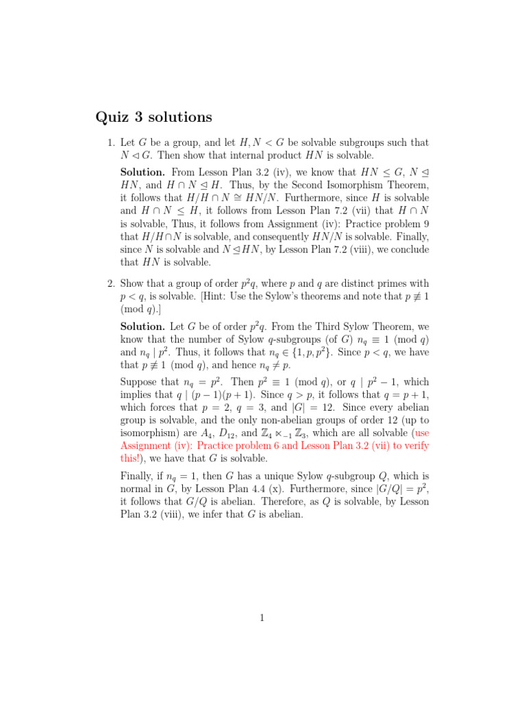 Quiz3 Sol | PDF
