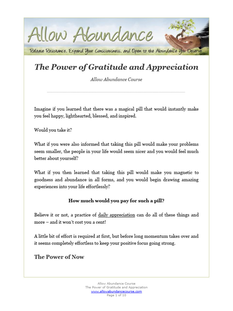 Power of Gratitude for Abundance | PDF | Gratitude | Thought