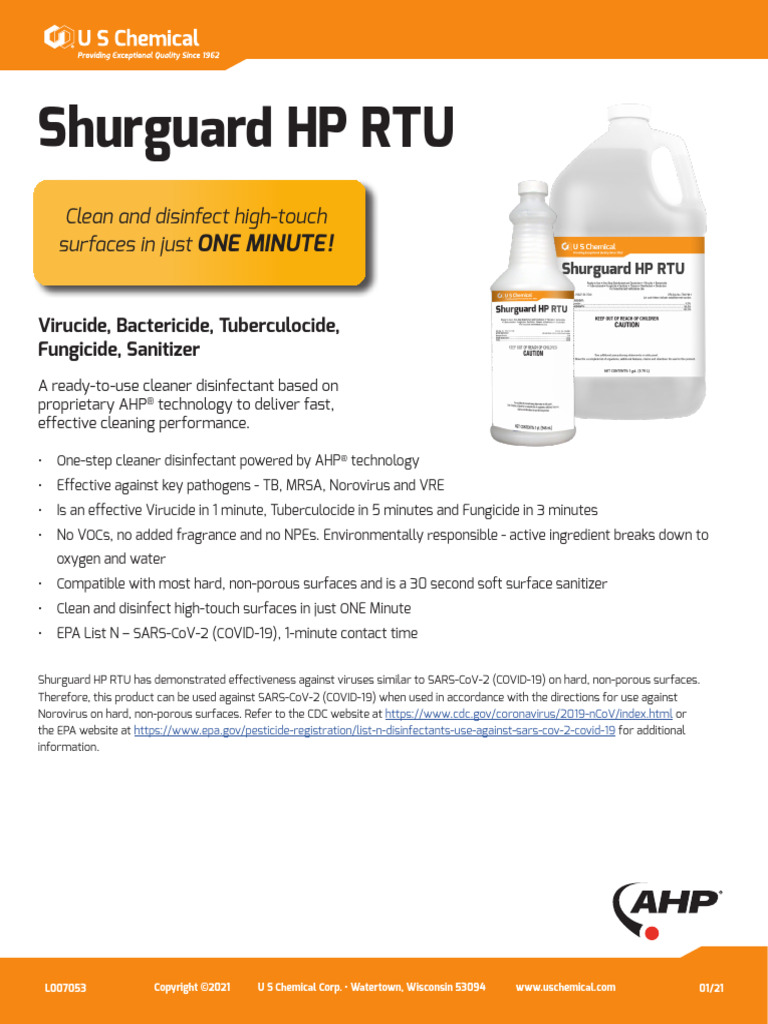 l007053 Usc Shurguard HP Rtu Ss | PDF | Disinfectant