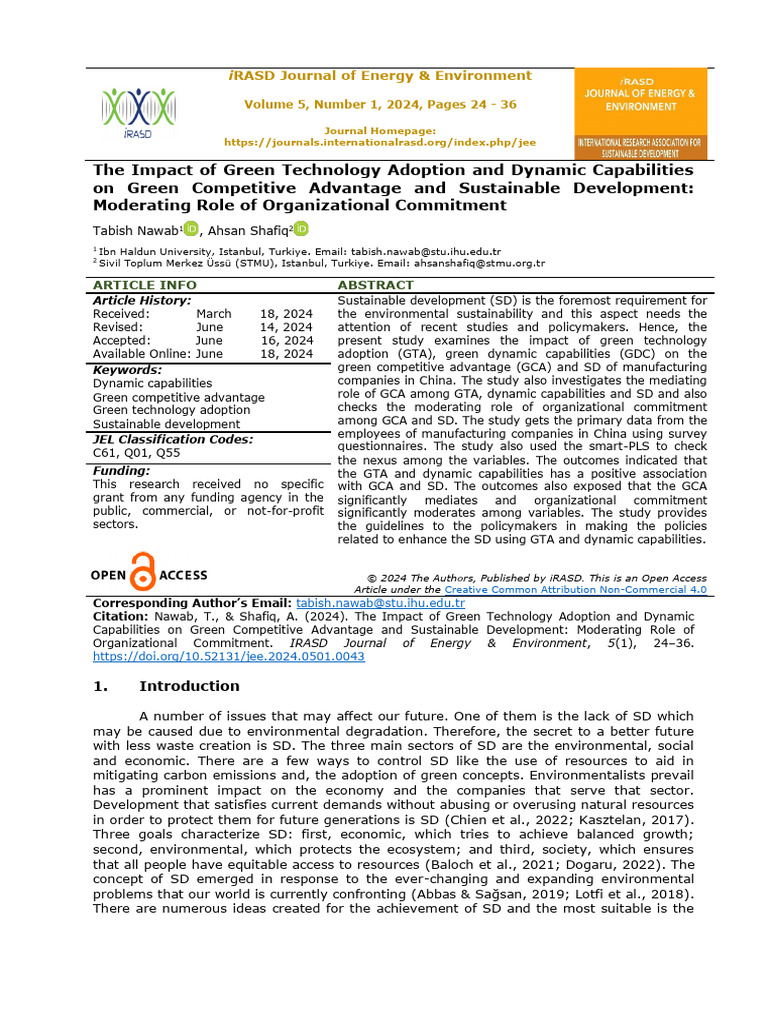 32 - Nawab (2024) - The Impact of Green Technology Adoption and Dynamic ...