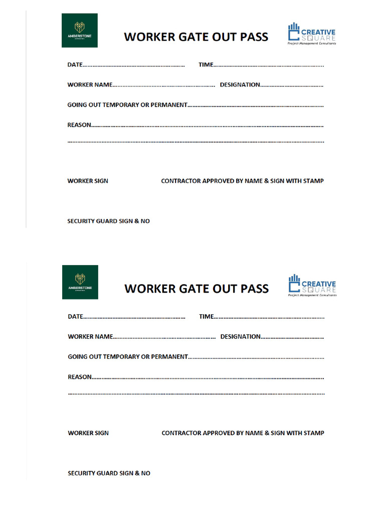Worker Camp Gate Pass | PDF