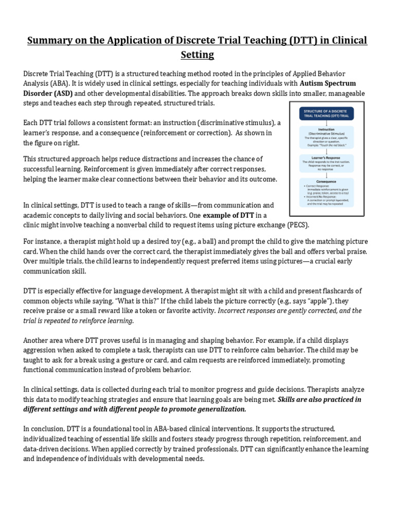 DTT Guide for Clinical Applications | PDF | Learning | Behavioural Sciences