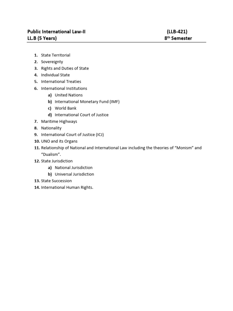 Public International Law II Overview | PDF