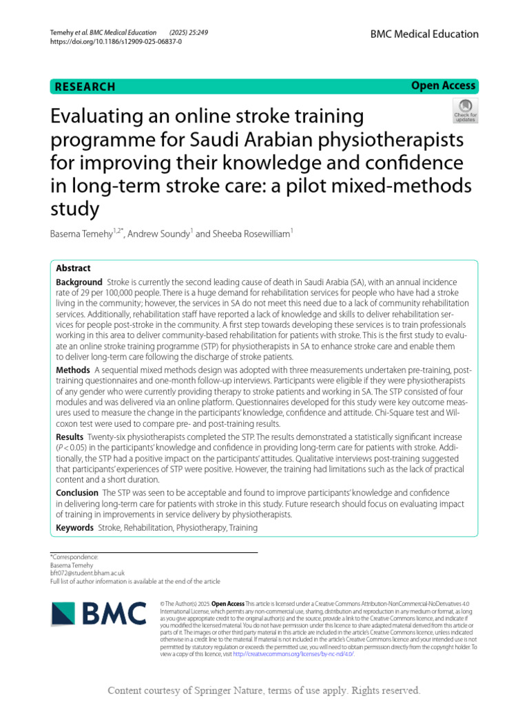 Evaluating An Online Stroke Training Programme For | PDF | Physical ...