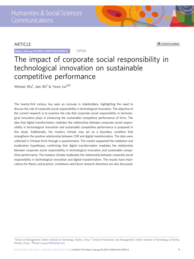 The Impact of Corporate Social | PDF | Corporate Social Responsibility ...
