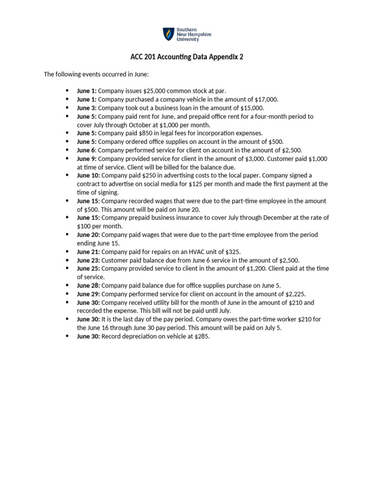 ACC 201 Accounting Data Appendix 2 Revised | PDF