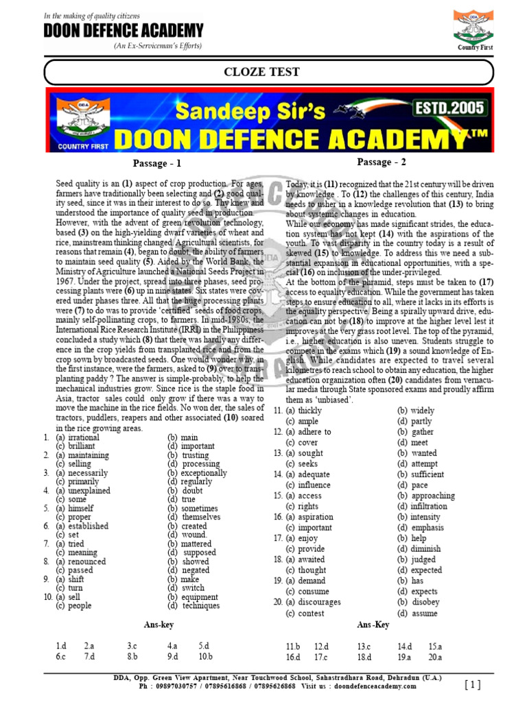 Cloze Test - (1-15 Passages by Nitin Sir | PDF | Climate Change ...
