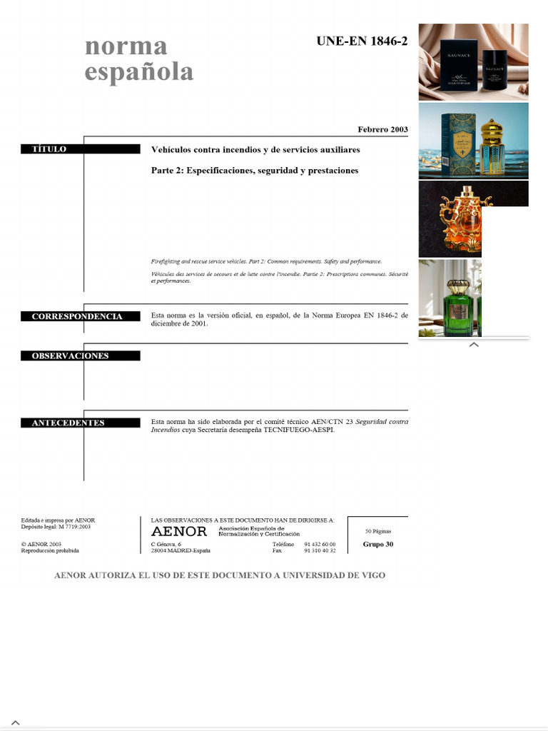 UNE-En 1846-2 - Vehículos Contra Incendios - Seguridad y Prestaciones | PDF
