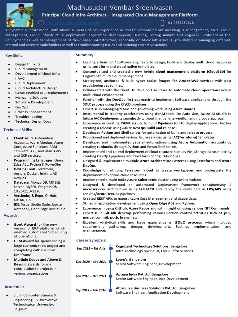 Cloud Infra Architect Resume Summary | PDF | Cloud Computing ...