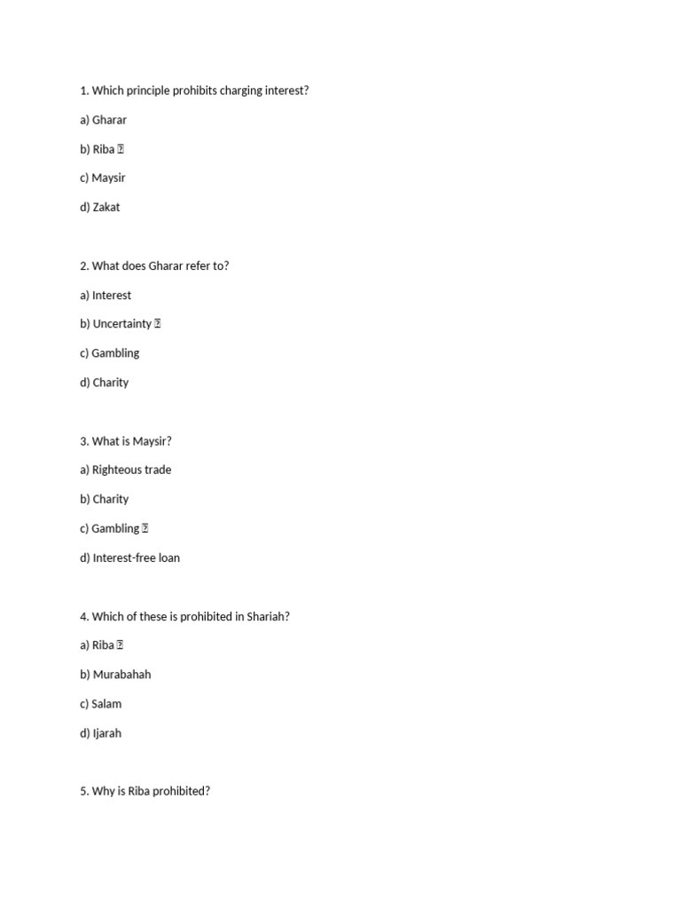 Islamic Banking MCQs and Answers | PDF | Islamic Banking And Finance ...