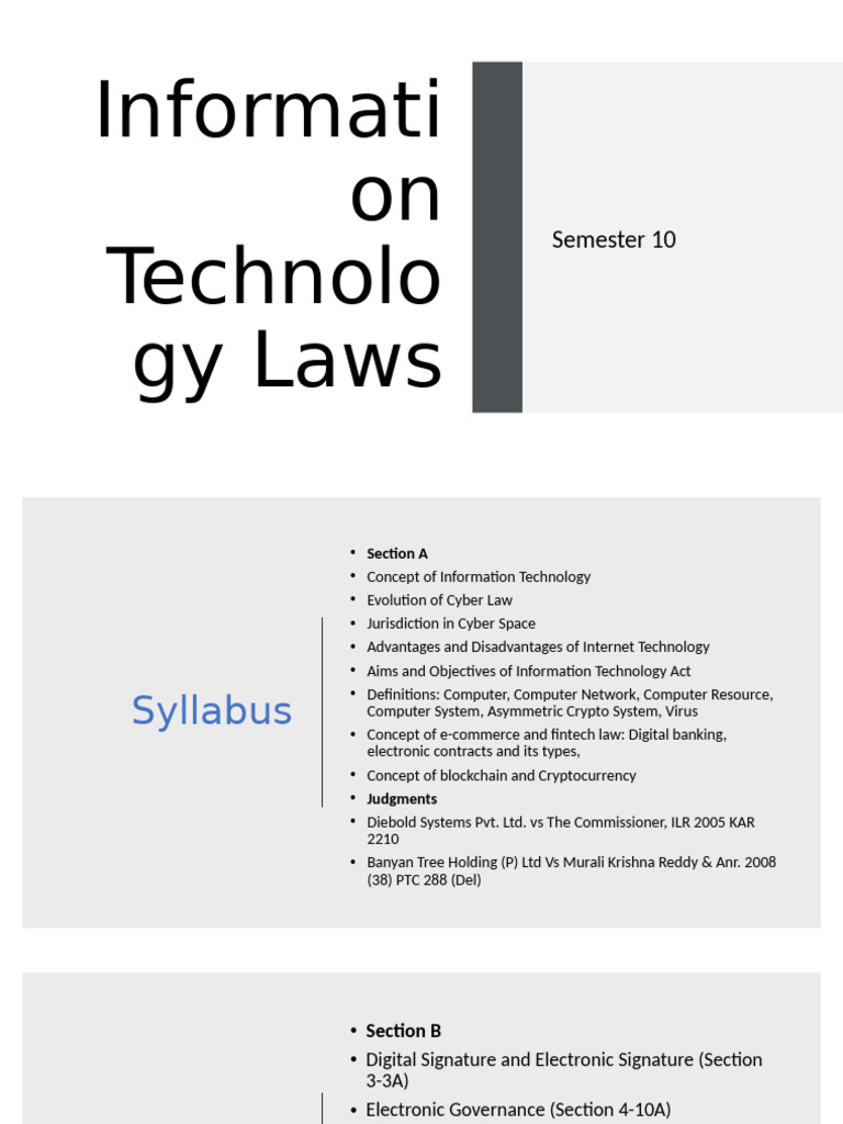 Information Technology Law Syllabus | PDF | Computer Network | Internet