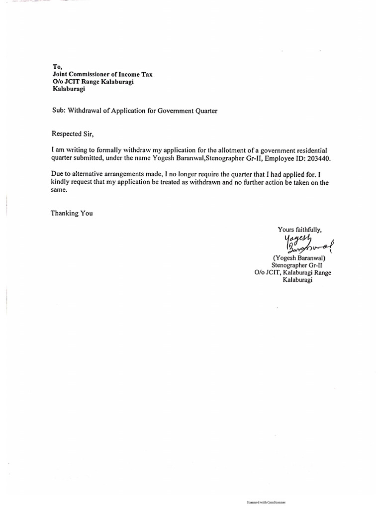 Withdrawal of Application | PDF