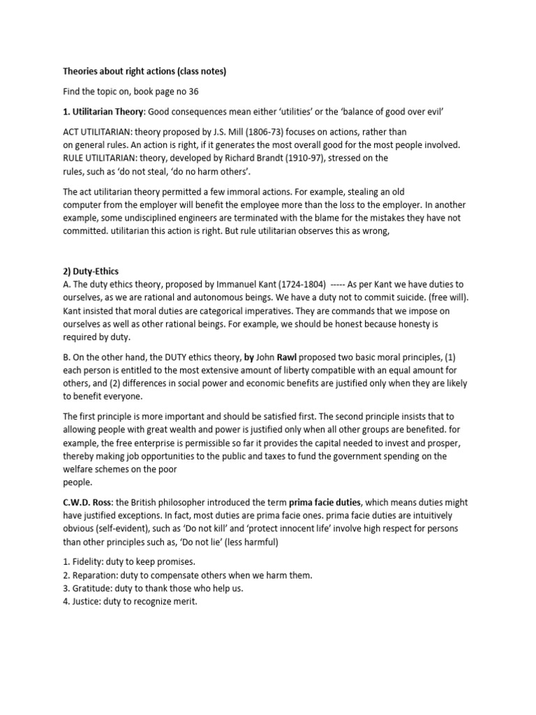 Theories of Right Action in Ethics | PDF | Utilitarianism | Justice