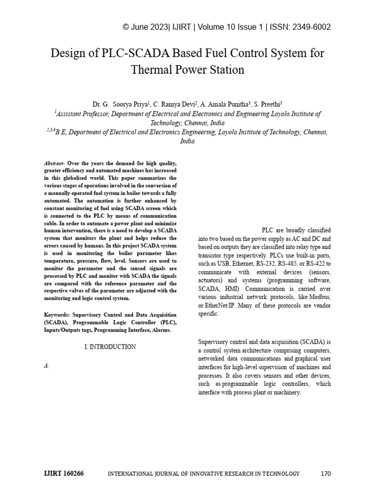 Ijirt160266 Paper | PDF | Programmable Logic Controller | Scada