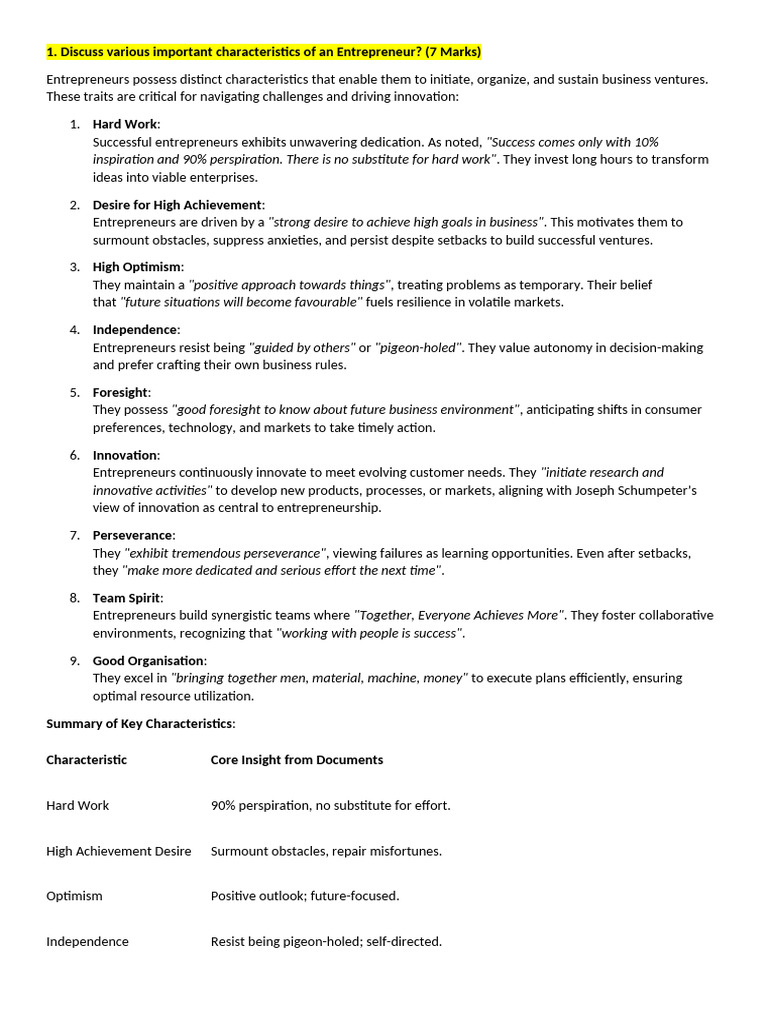 Characteristics of Successful Entrepreneurs | PDF | Entrepreneurship ...
