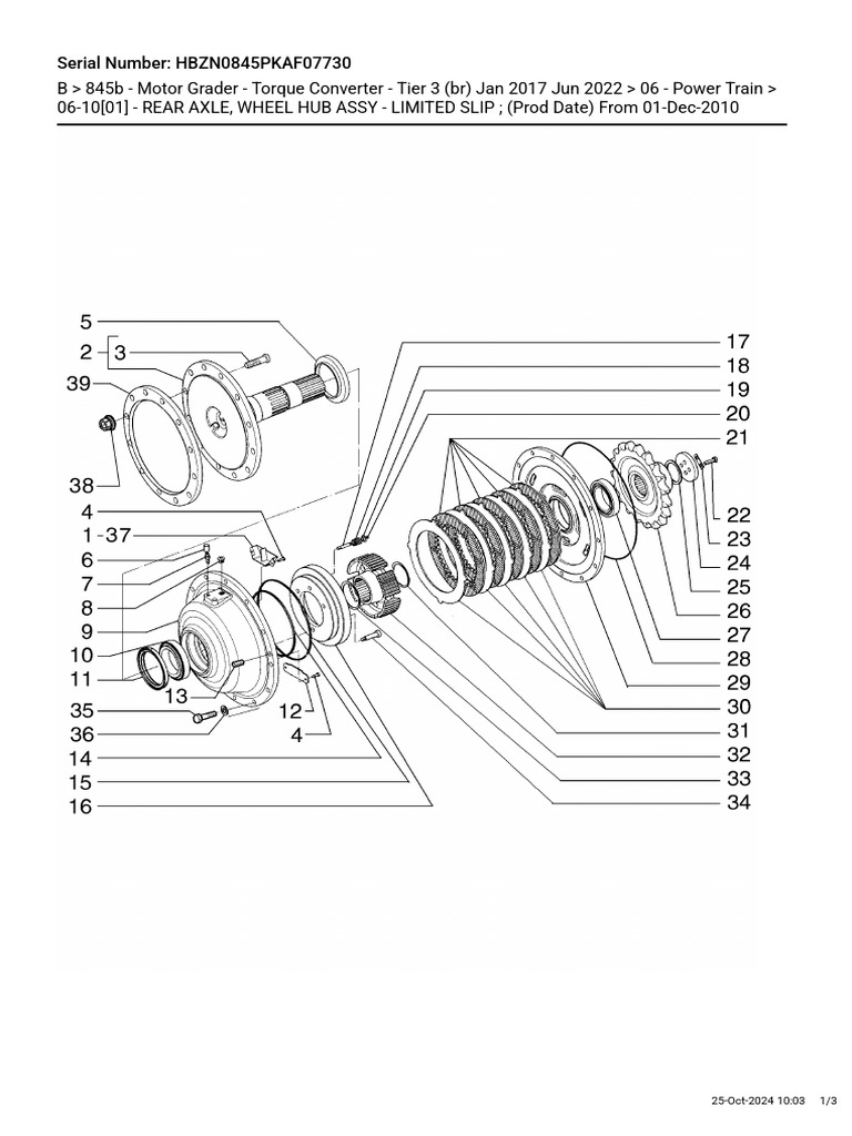 Motor Grader Rear Axle Components List | PDF | Brake | Automotive ...
