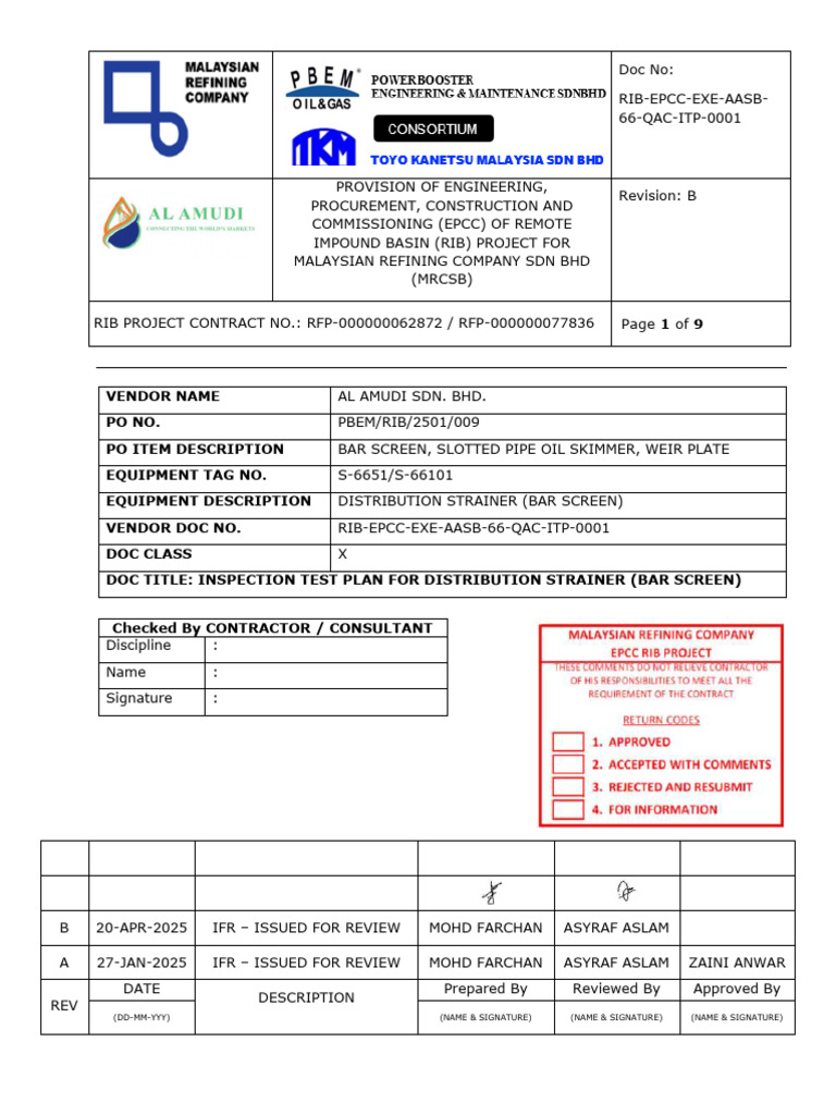 RIB Project Inspection Test Plan | PDF | Nondestructive Testing ...