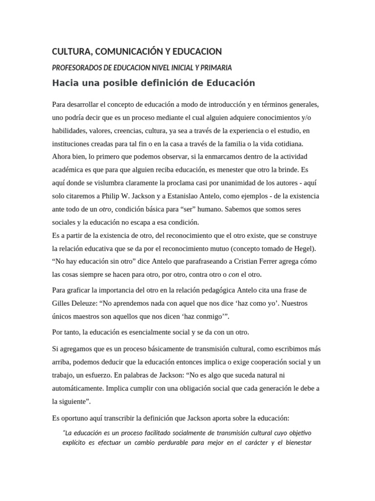 Educación: Proceso Social y Cultural | PDF | Pedagogía | Amor