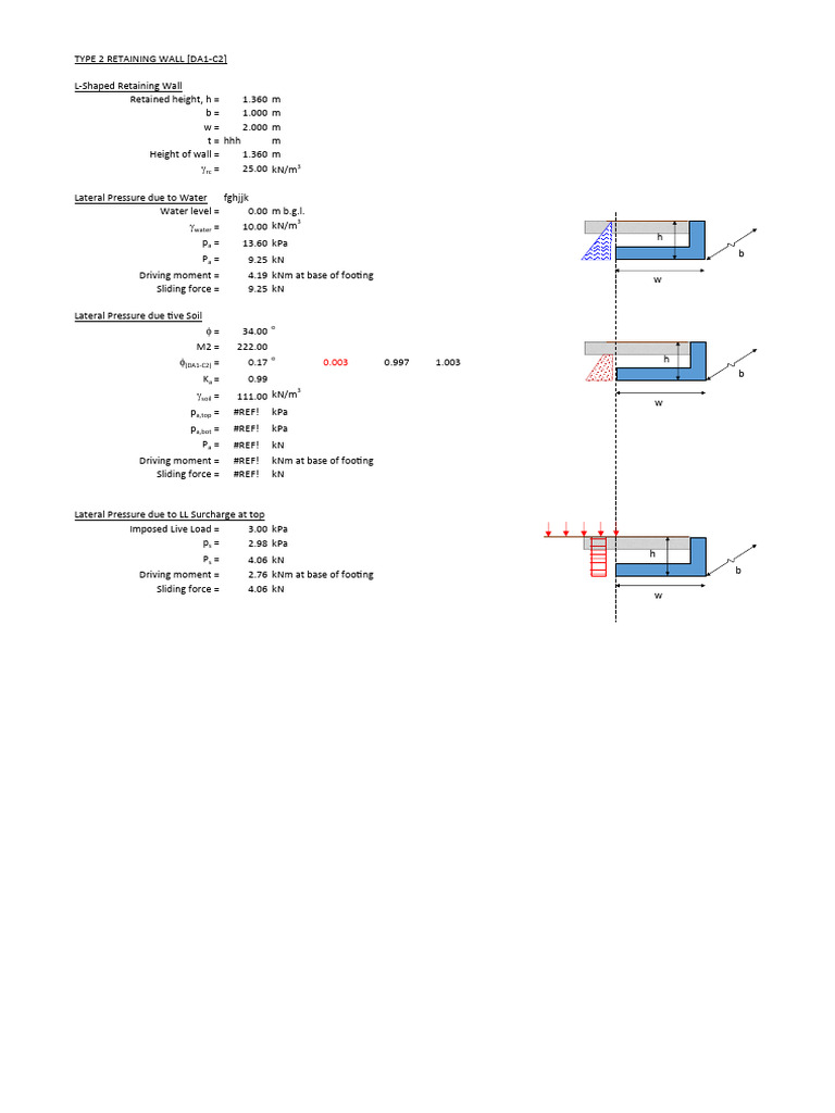 Type 2 L-Shaped Retaining Wall Analysis | PDF