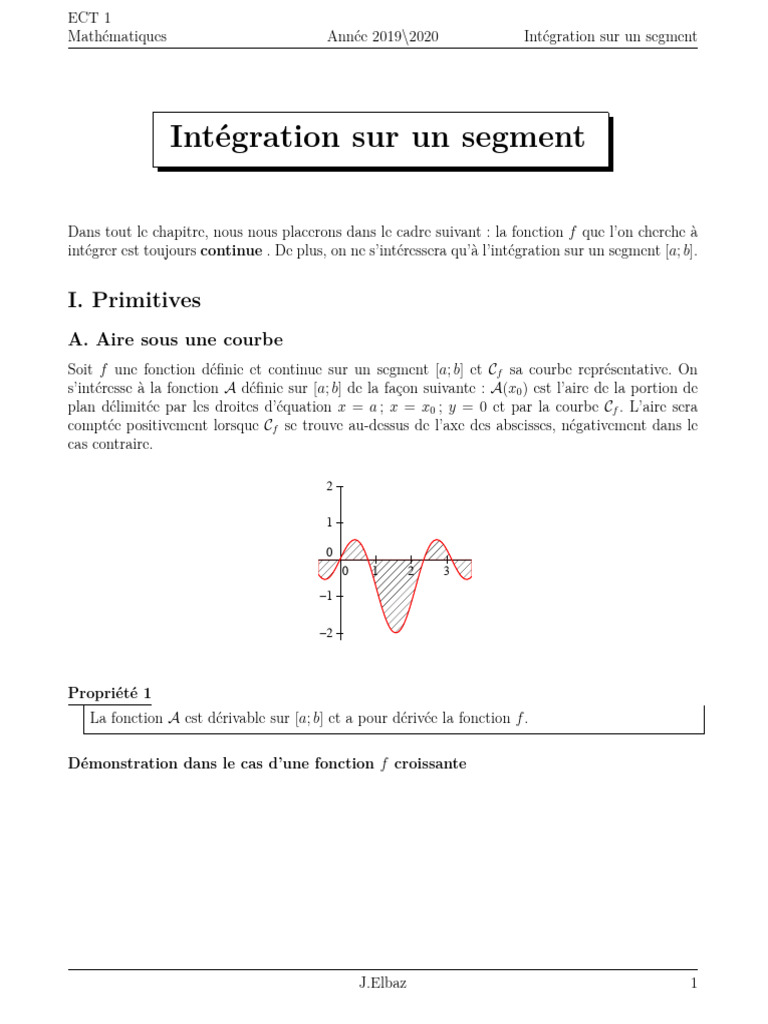 Intégration sur un segment en mathématiques | PDF | Intégral | Fonction ...