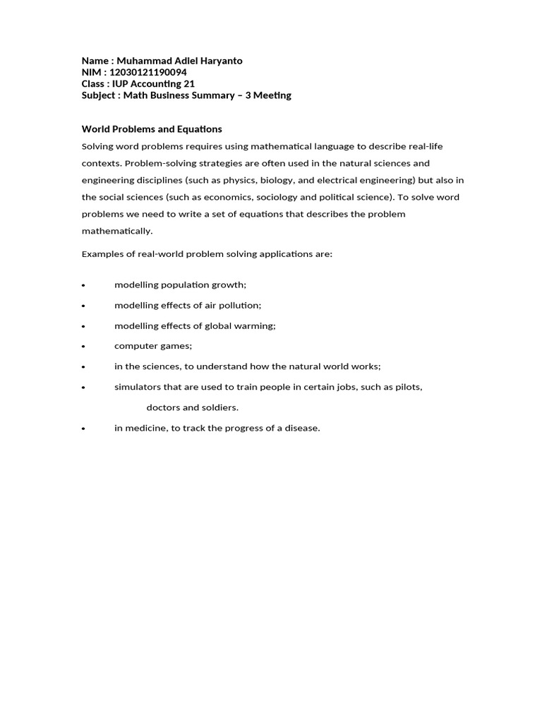 Math Business Summary - 3 Meeting | PDF