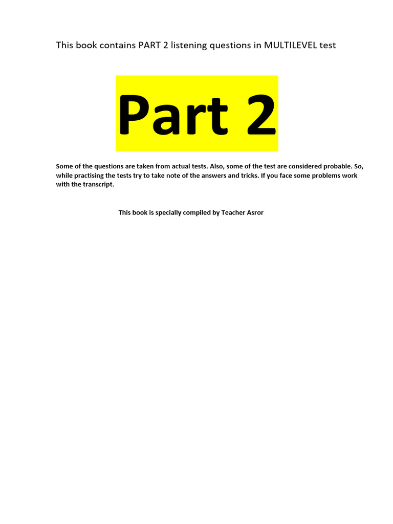 Part 2 Multilevel - Teacher - Asror | PDF