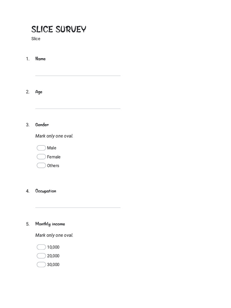 Slice Survey: User Feedback Form | PDF