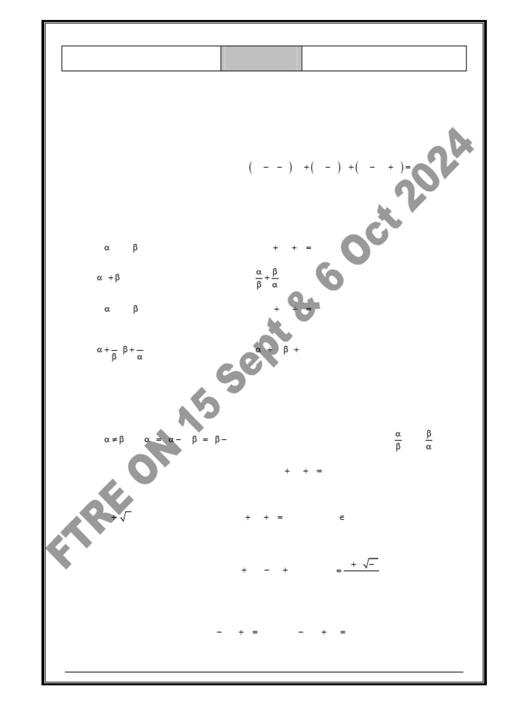 Quadratic Equations Exercises | PDF | Equations | Zero Of A Function