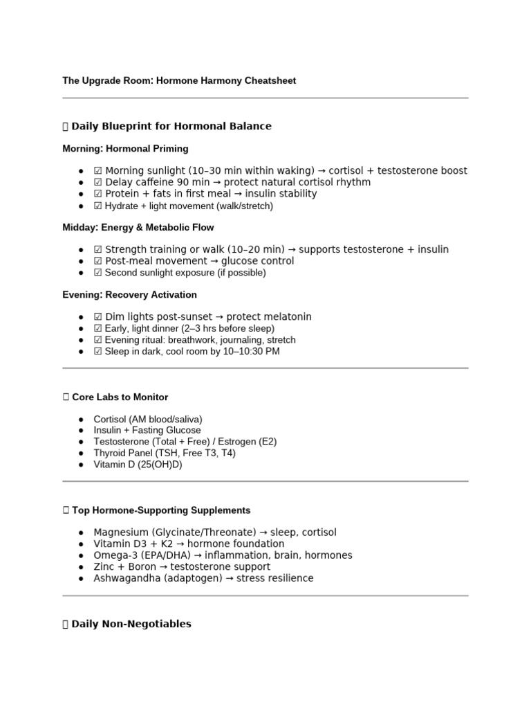 Hormonal Balance Daily Blueprint | PDF