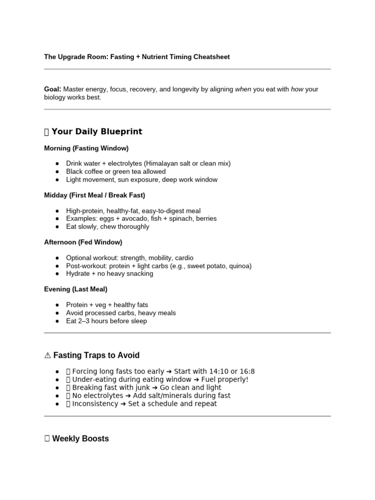 Fasting & Nutrient Timing Guide | PDF