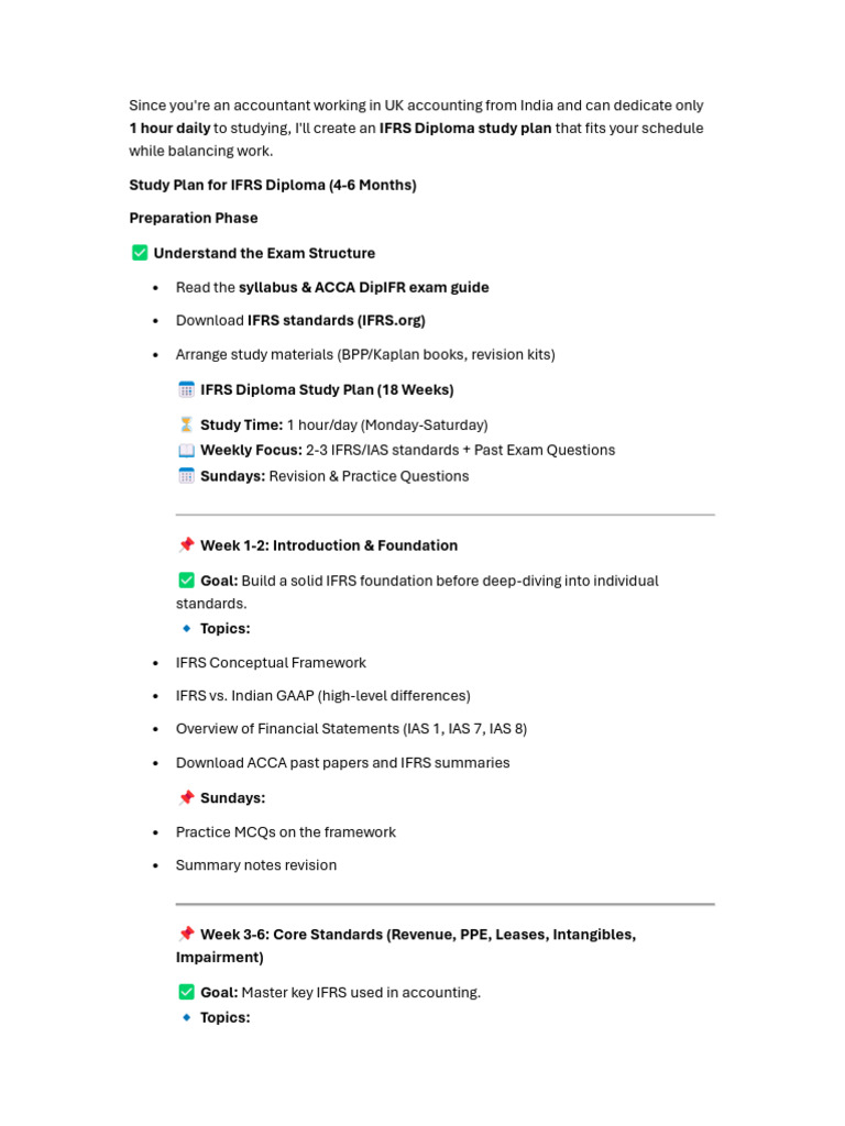 IFRS Diploma Study Plan for Accountants | PDF | International Financial ...