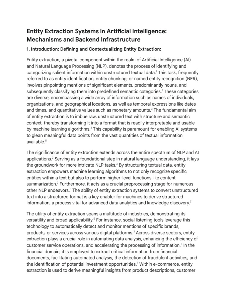 Entity Extraction AI Backend Research | PDF | Cognitive Science | Computing